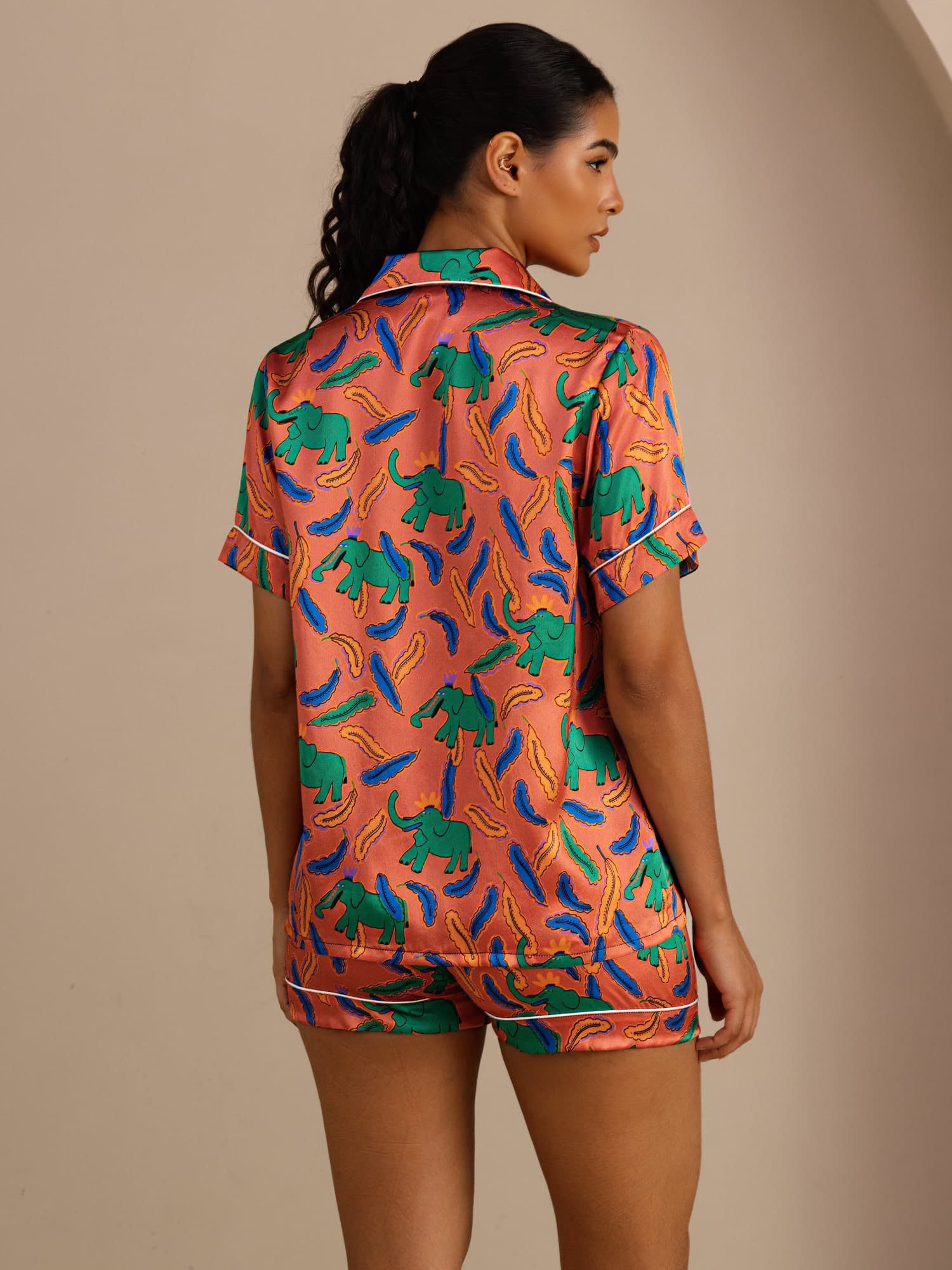 [Lerelefant] SilkSilky-SE Short Sleeve Lapel Collar Dam Pyjama 002
