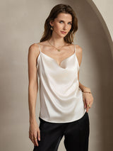 [Ljusgrå] SilkSilky-SE Spaghetti Strap Cowl Neck Cami Toppar 001