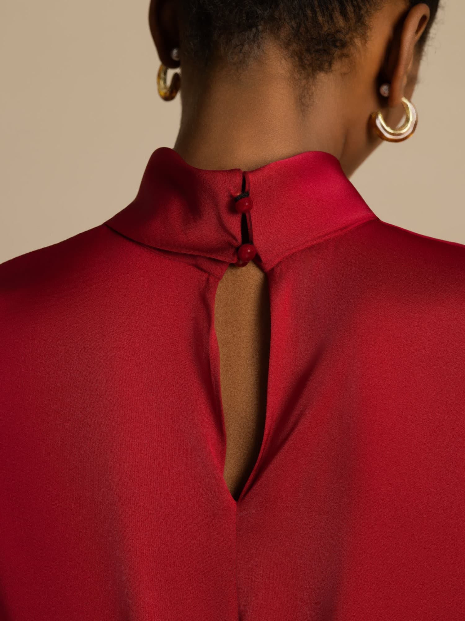 [Vin] SilkSilky-SE 19Momme Silke Lång Ärm Polotröja Dam T-Shirt 004