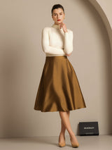 [Brons] SilkSilky-SE 32Momme Silk-Wool Blend Skirt 006