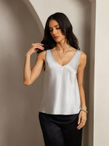 [Silver] SilkSilky-SE Sleeveless V Neck Cami Toppar 001