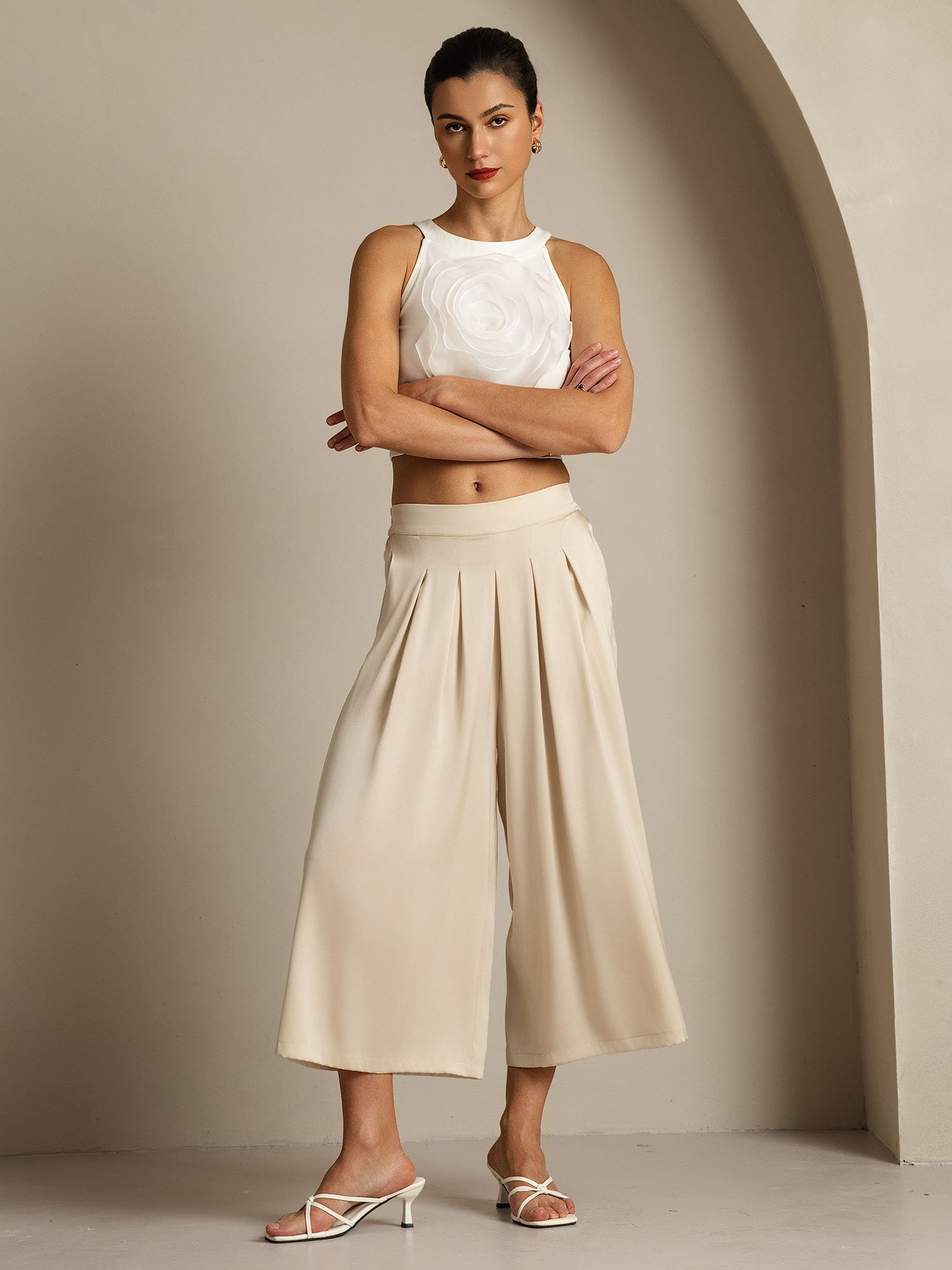 [Beige] SilkSilky-SE 19Momme Silke Womens Pants 008