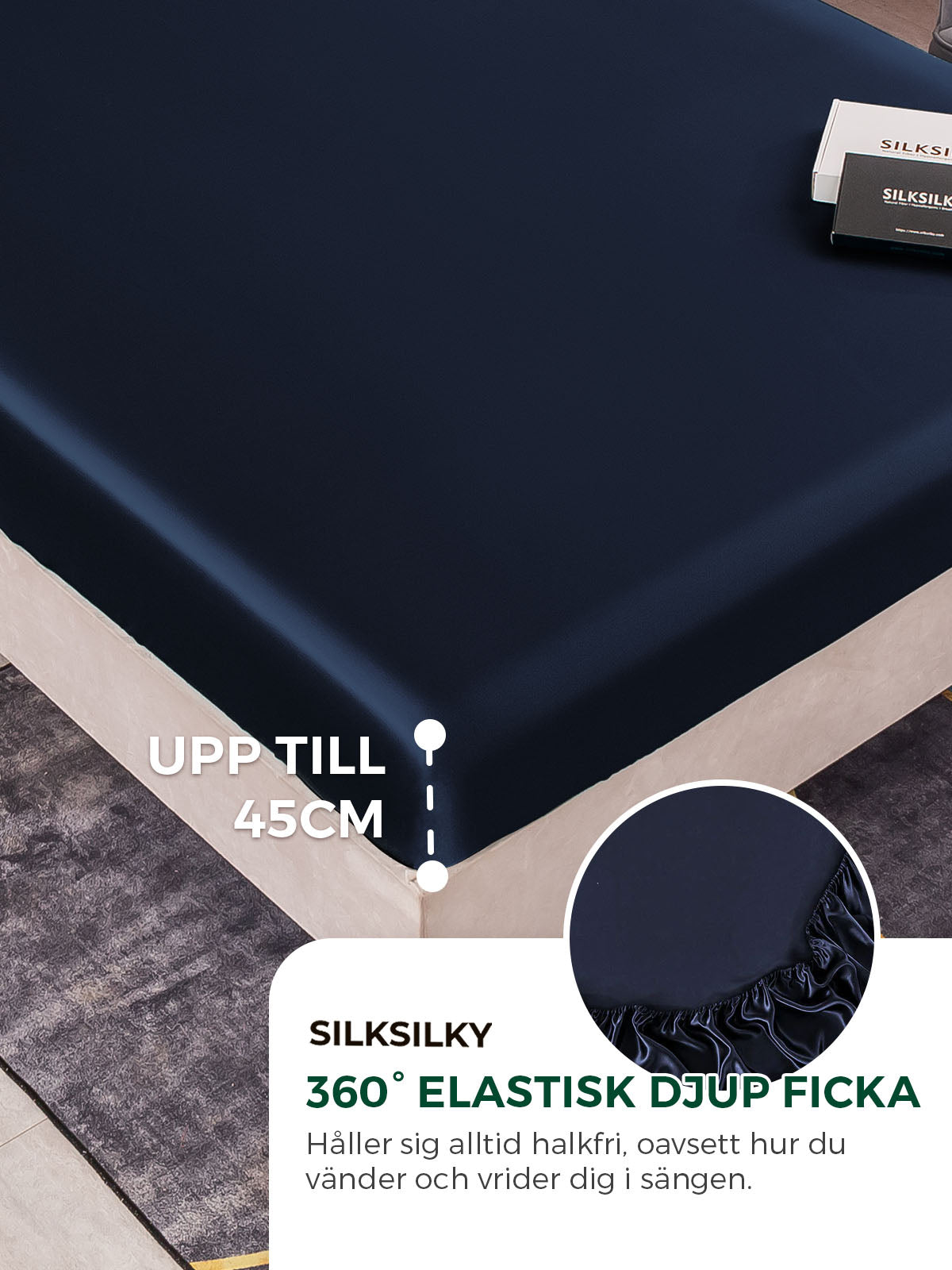 [Mörkblå] SilkSilky-SE 25Momme Rent Silke Bedding Set 004,