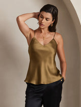 [Kaffe] SilkSilky-SE Spaghetti Strap V Neck Cami Toppar 001