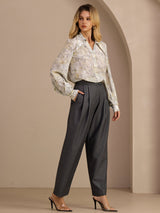 [Salvia Blomma] SilkSilky-SE Long Sleeve Lapel Collar Blus 007