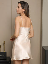 [Ljusgul] SilkSilky-SE Rent Silke Hårärm Nightgown&Robe Set 006