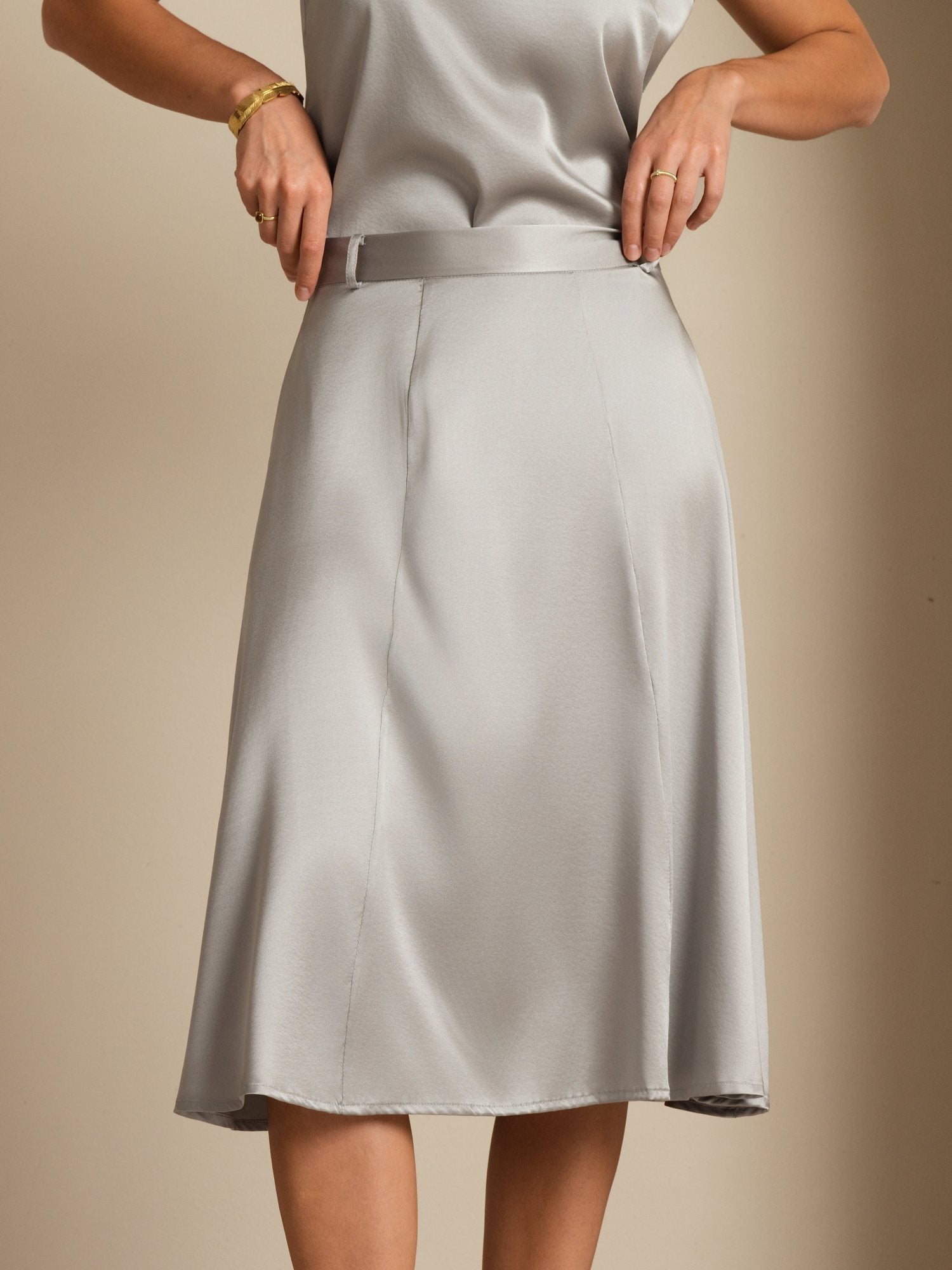 [GriffinGrå] SilkSilky-SE 19Momme Silke Skirt 004