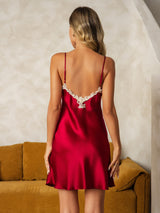 [Vin] SilkSilky-SE Spaghetti Strap V Neck Nattlinne 003