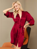 SilkSilky SE Rent Silke Hårärm Womens Robe Vin 003