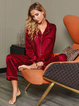 [Vin] SilkSilky-SE Long Sleeve Lapel Collar Dam Pyjama 008