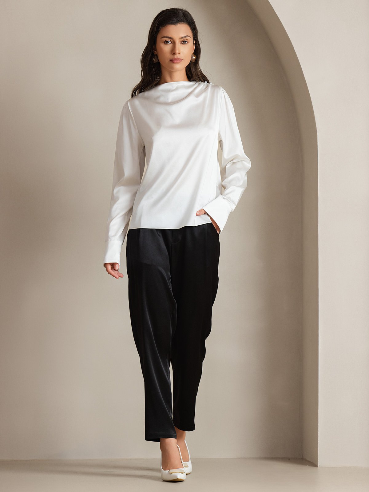 [Vit] SilkSilky-SE 19Momme Silke Womens Shirt 007