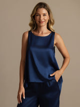 [Mörkblå] SilkSilky-SE Sleeveless Dam Pyjama 004