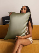 [Olivgrön] SilkSilky-SE 22Momme Rent Silke Pillowcase 001
