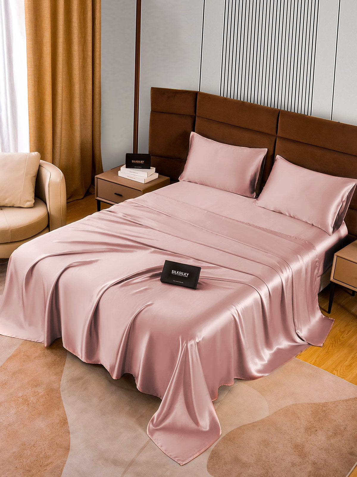 SilkSilky SE 22Momme Rent Silke Bedding Set BlekMauve 002