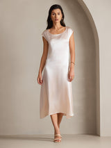 [Rosa] SilkSilky-SE Kappärm Scoop Neck Klänning 001
