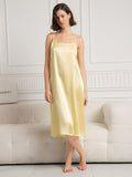 SilkSilky-SE 19Momme Silke Ärmlös Dress Ljusgul 001