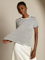 [Vit Rand] SilkSilky-SE Short Sleeve Crewkrage Dam T-Shirt 001