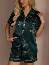 [Smaragd Zebra] SilkSilky-SE Short Sleeve Lapel Collar Dam Pyjama 005