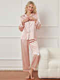 SilkSilky SE Rent Silke Lång Ärm Slag Dam Pyjama Rosa 004