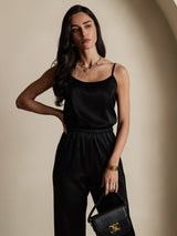 [Svart] SilkSilky-SE Spaghetti Strap Cami Toppar 004