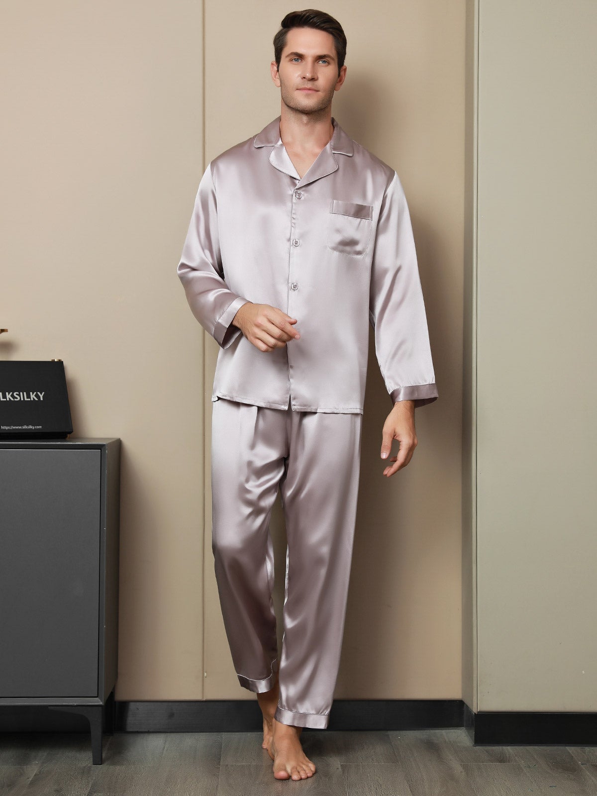 [Blek Mauve] SilkSilky-SE 19Momme Rent Silke Mens Pajamas 001