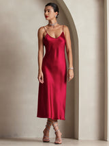 [Vin] SilkSilky-SE Spaghetti Strap V Neck Klänning 001