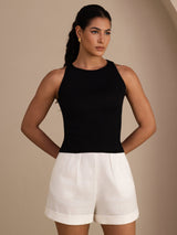 [Svart] SilkSilky-SE Sleeveless Round Neck Cami Toppar 001