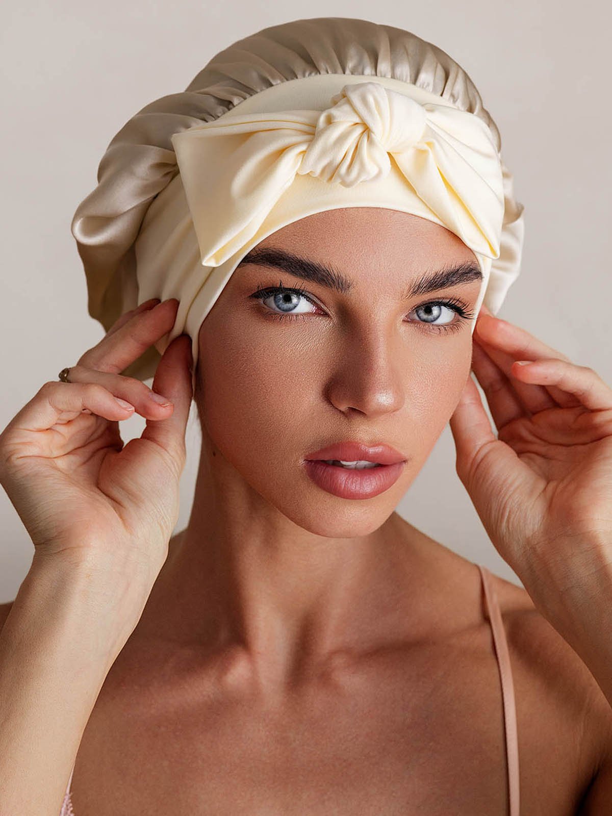 SilkSilky-SE Rent Silke Sleep Cap Beige 003