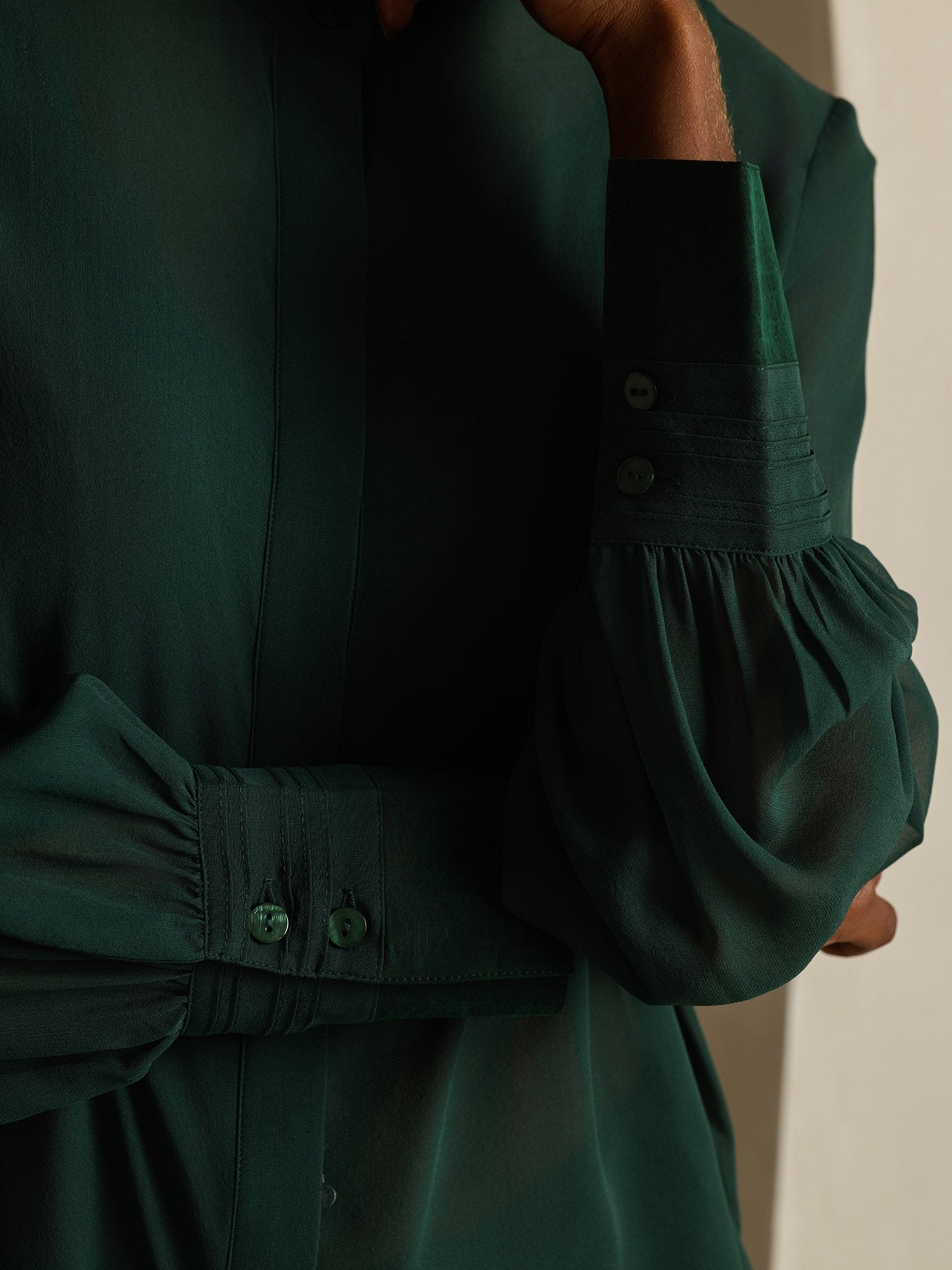 [Mörkgrön] SilkSilky-SE Rent Silke Womens Shirt 005