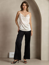 [Ljusgrå] SilkSilky-SE Spaghetti Strap Cowl Neck Cami Toppar 003