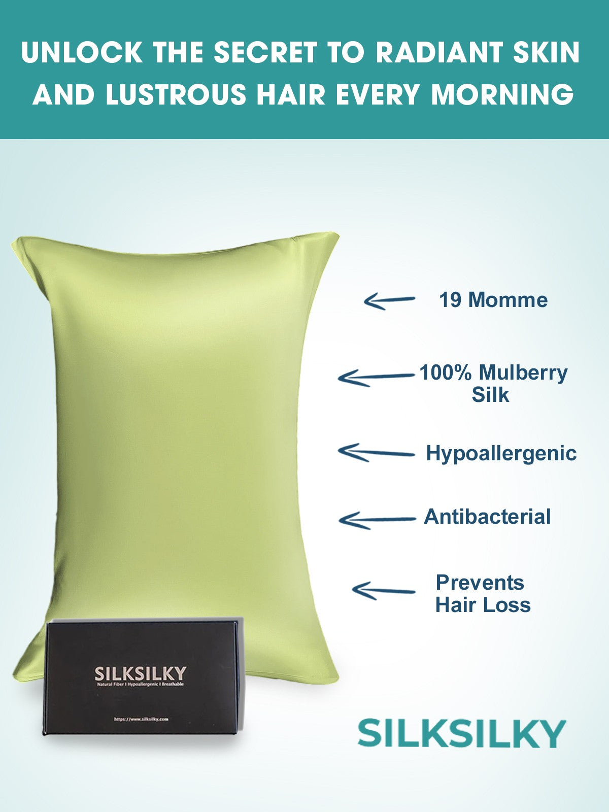 [Mintgrön] SilkSilky-SE 19Momme Rent Silke Pillowcase 002
