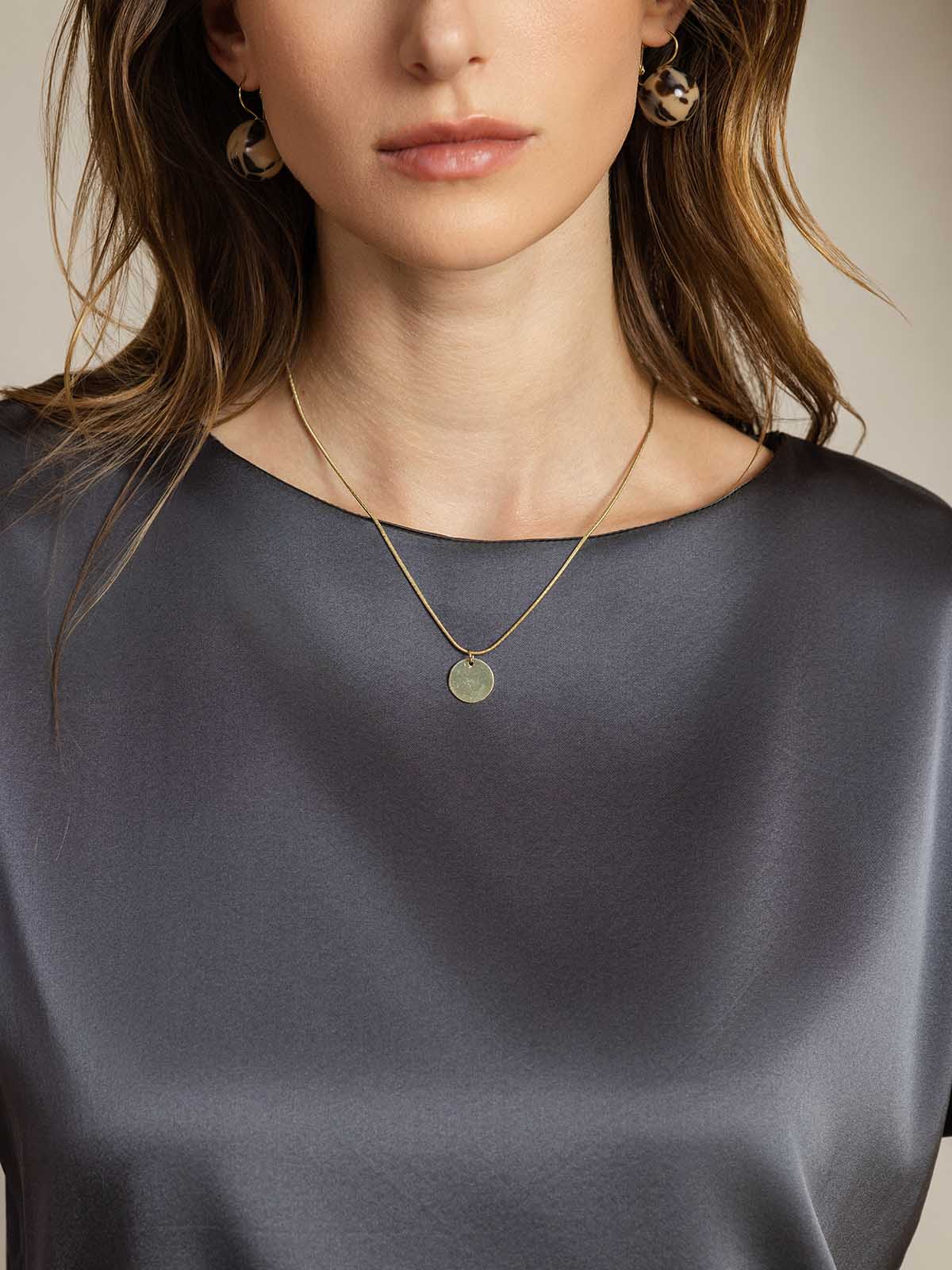 [Mörkgrå] SilkSilky-SE 19Momme Silke Womens T-Shirt 005