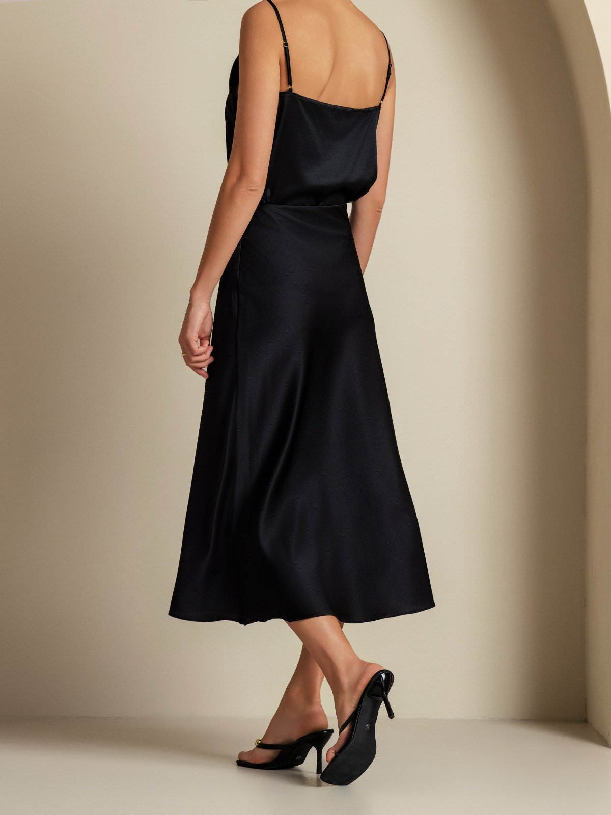 [Svart] SilkSilky-SE 19Momme Rent Silke Womens Outfit Sets 002,