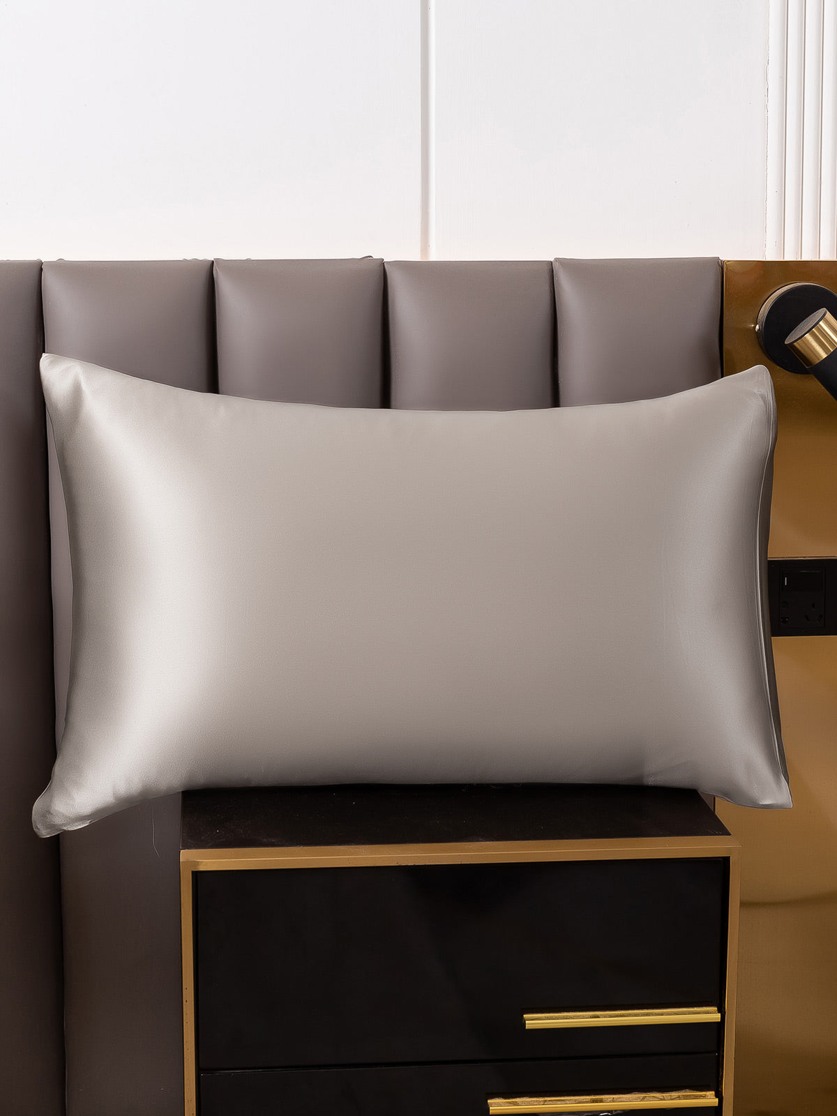 [Grå] SilkSilky-SE 22Momme Rent Silke Pillowcase 001