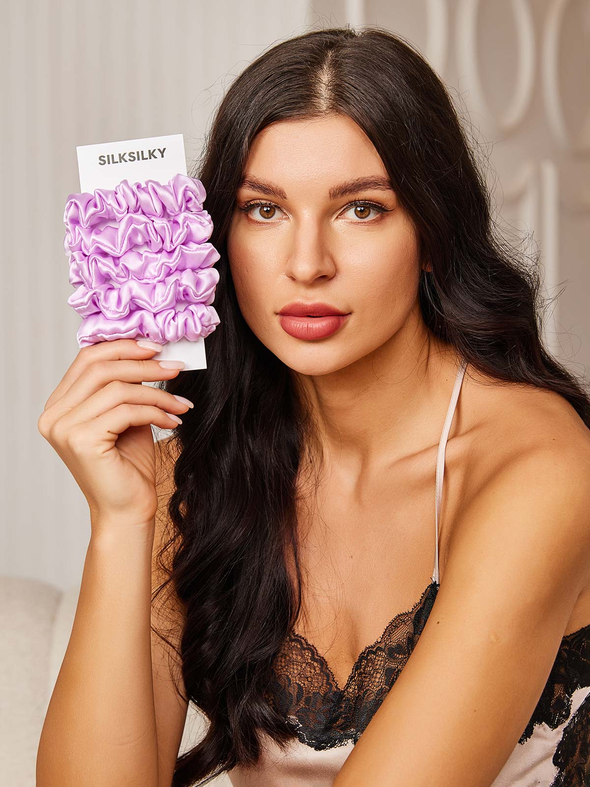 [Lavendel] SilkSilky-SE 19Momme Rent Silke Scrunchie 001