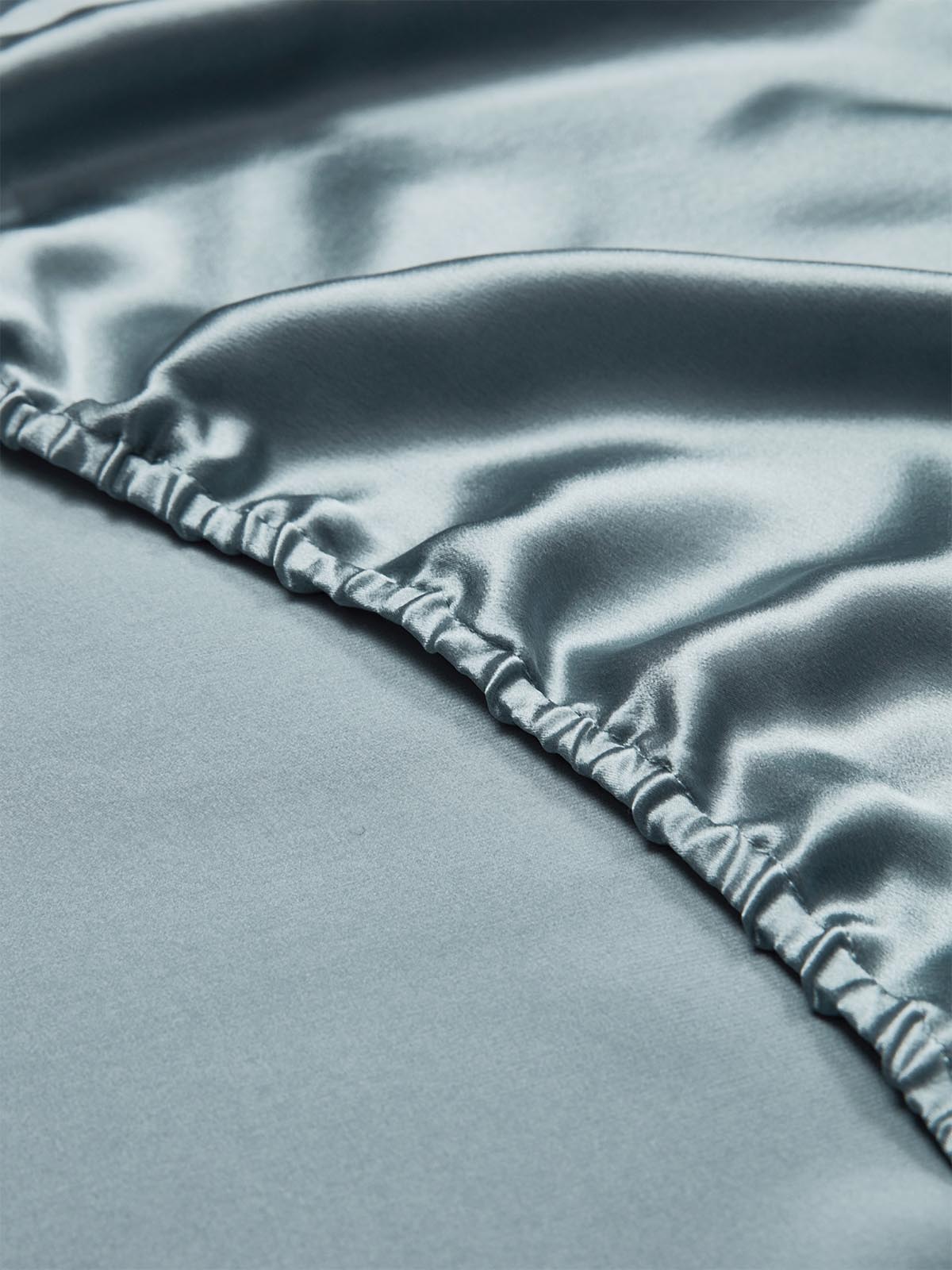 [Gråblå] SilkSilky-SE 19Momme Rent Silke Bedding Set 004