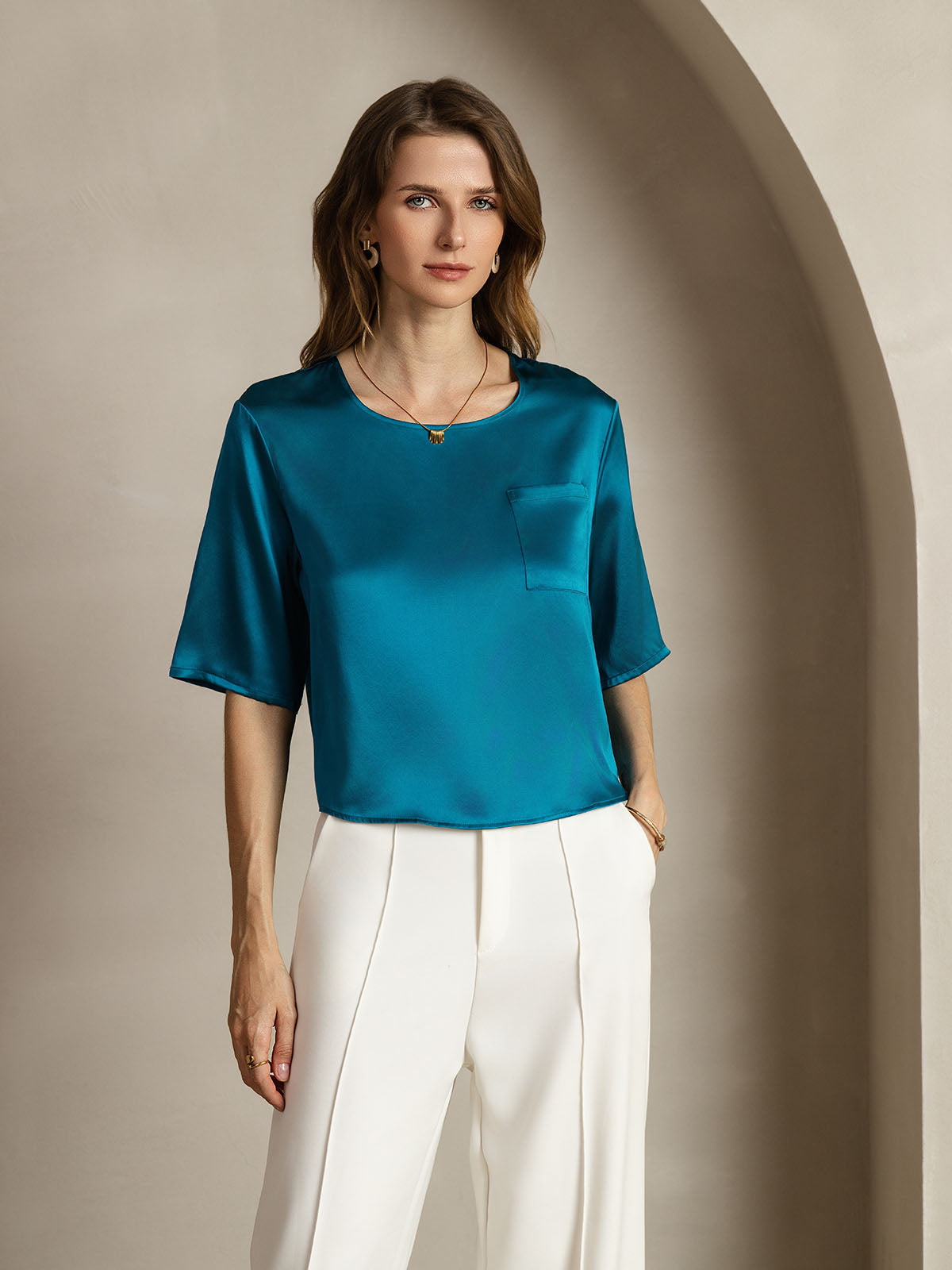 [Kungsblått] SilkSilky-SE Rent Silke Womens T-Shirt 001