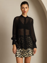 [Svart] SilkSilky-SE Rent Silke Womens Shirt 001