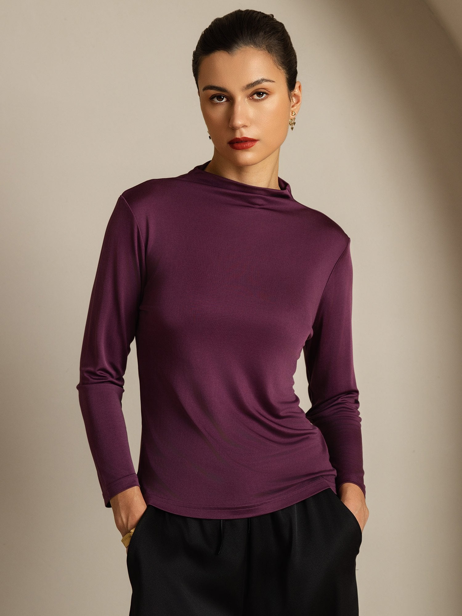 [Lila] SilkSilky-SE Rent Silke Womens T-Shirt 001