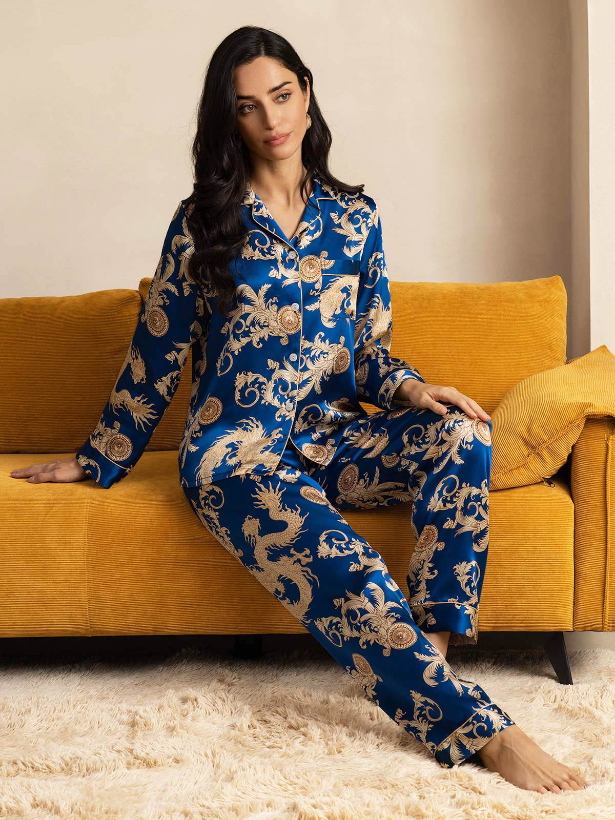 [Navy Drake] SilkSilky-SE Rent Silke Womens Pajamas 008