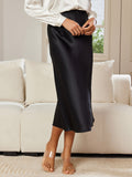 SilkSilky-SE 19Momme Rent Silke Skirt Svart 001