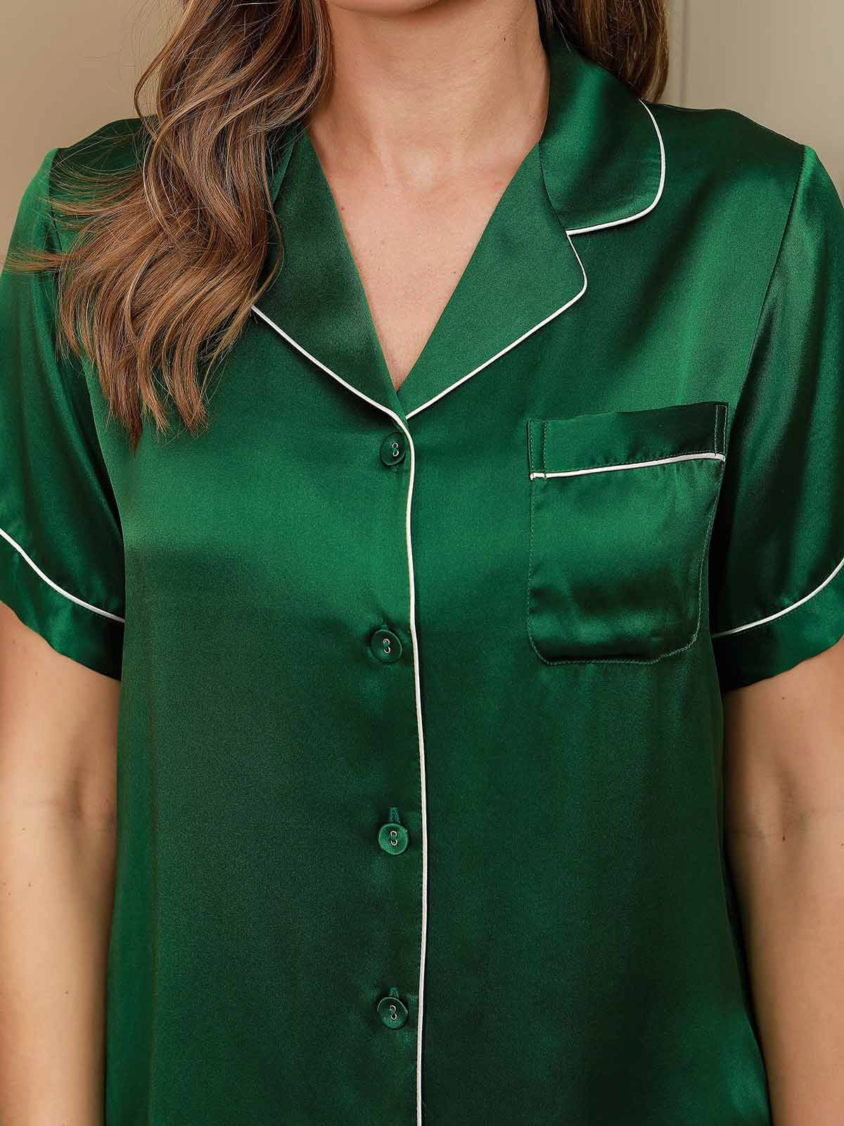 [Grön] SilkSilky-SE Rent Silke Womens Pajamas 004