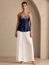 [Mörkblå] SilkSilky-SE Spaghetti Strap V Neck Cami Toppar 006