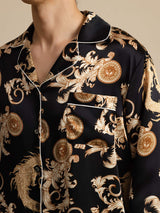[Svart Drake] SilkSilky-SE Long Sleeve Notchkrage Herr Pyjama 004
