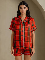 [Rutröd] SilkSilky-SE Short Sleeve Notch Collar Dam Pyjama 001