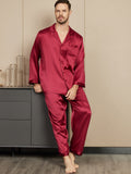 SilkSilky SE Rent Silke Lång Ärm Mens Pajamas Vin 005