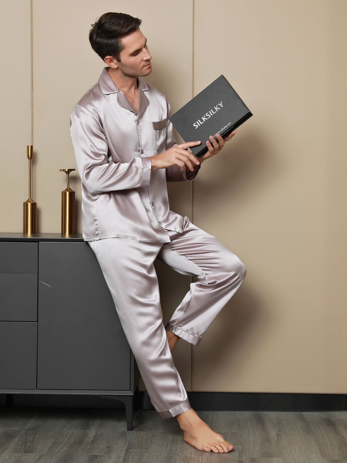 [Blek Mauve] SilkSilky-SE 19Momme Rent Silke Mens Pajamas 003