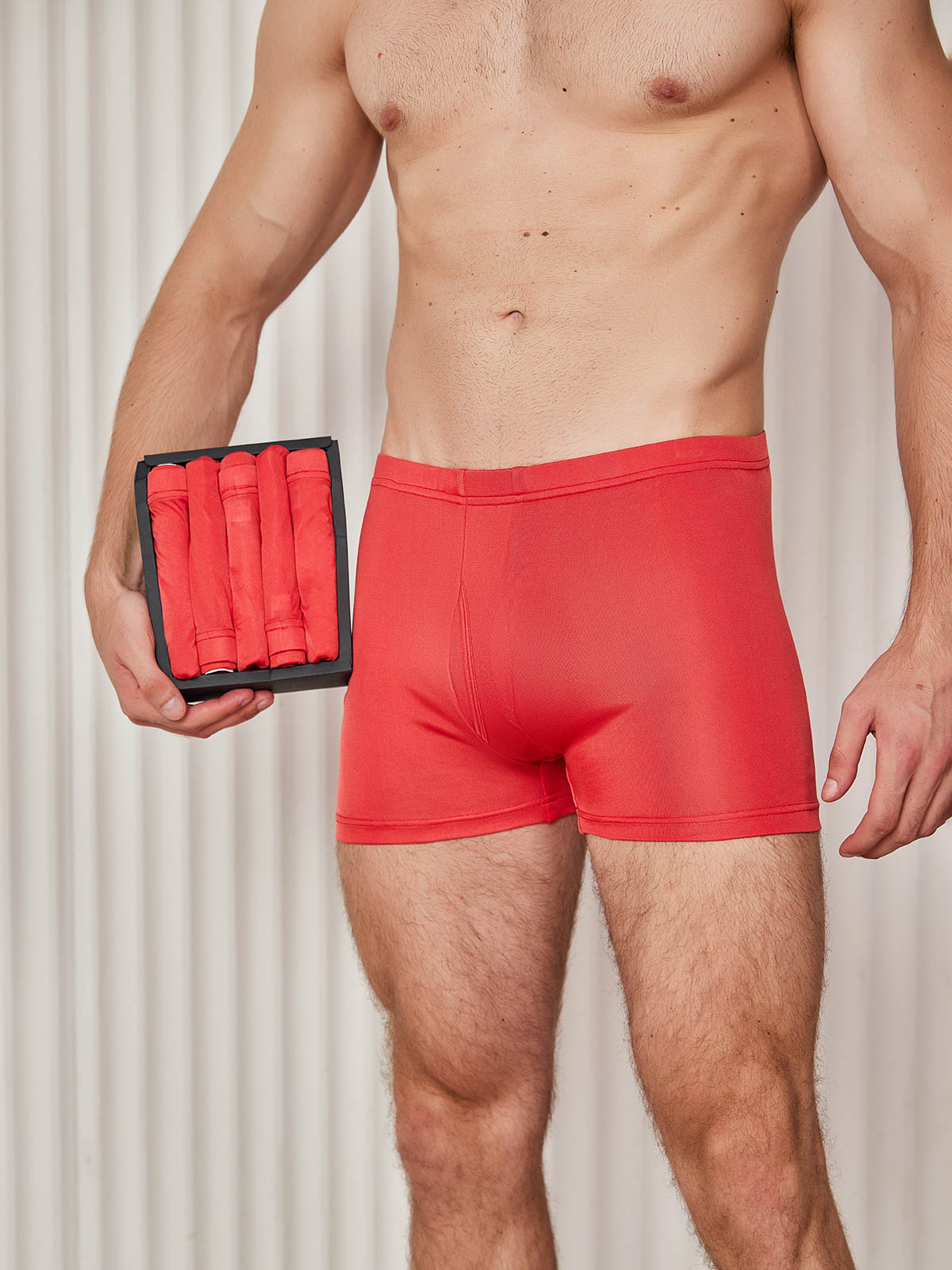 [Röd] SilkSilky-SE Silke Stickad Mens Underwear 003