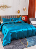 SilkSilky SE 19Momme Rent Silke Bedding Set Kungsblått 004