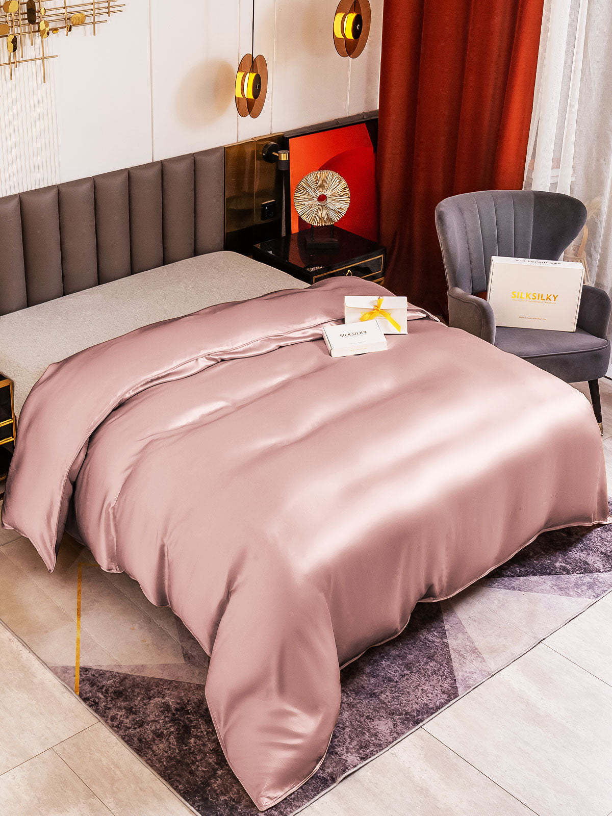 SilkSilky SE 19Momme Rent Silke Duvet Cover BlekMauve 001